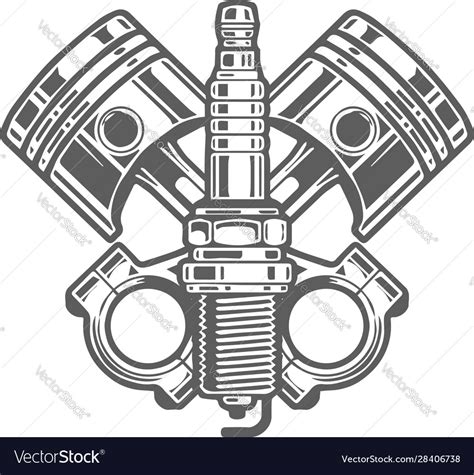 Pistons and spark plugs logos Royalty Free Vector Image