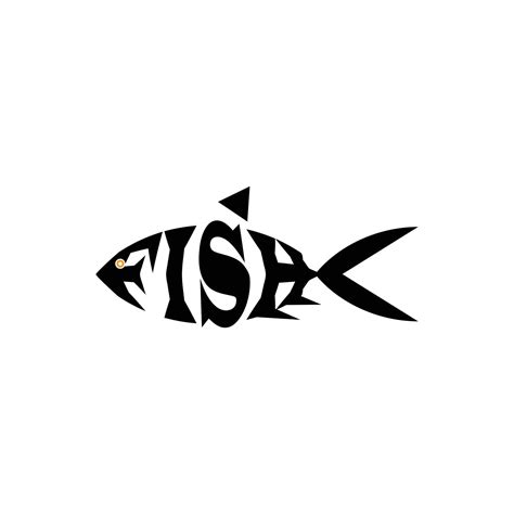 Fish letter with logo design illustration. Isolated on black background ...