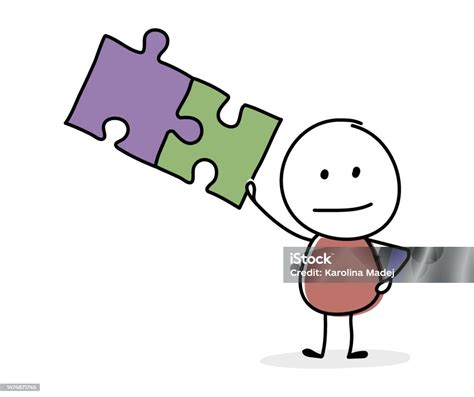 Stickman With Puzzles Resolution Concept Vector Stock Illustration ...