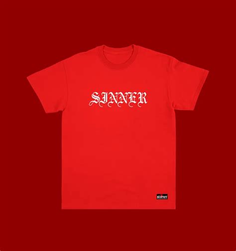 SINNER - EMBROIDERED WHITE ON RED | Lazada PH