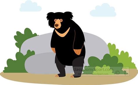 Bear Clipart-Sloth Bear standing in the middle of a field clip art