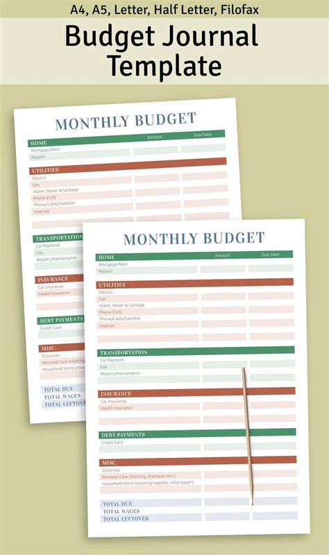 Budget Journal Template, Weekly Budget, Planner Page Ideas, Planner ...