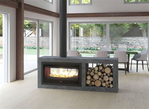 Lacunza Nickel 1000 Double Sided Inbuilt Wood Fireplace