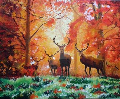Autumn deer-oil painting by cksimart on DeviantArt
