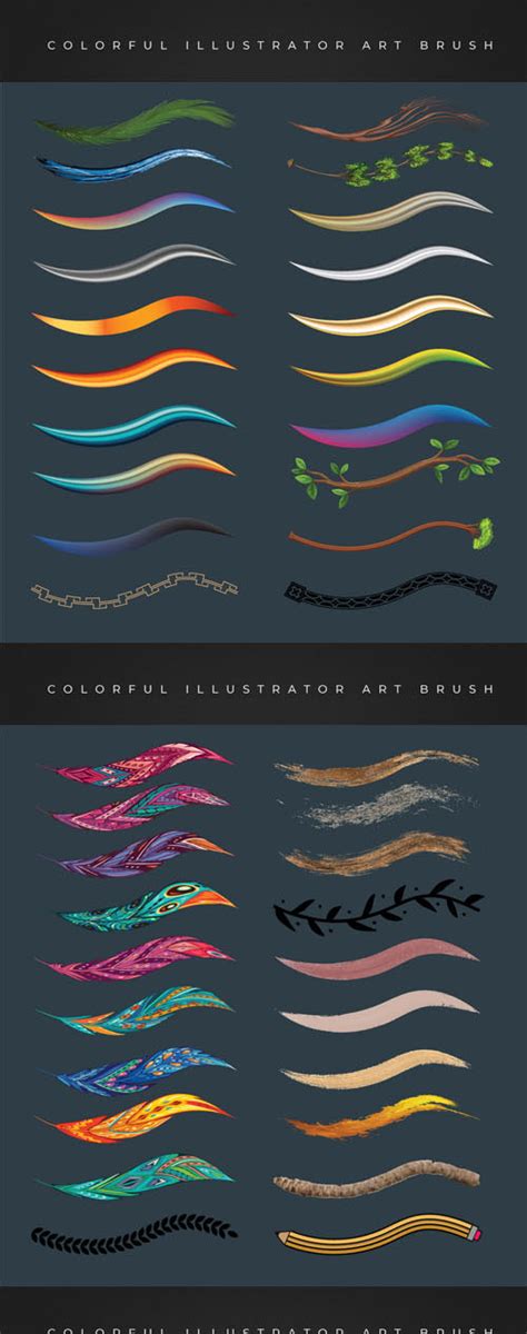 70+ Colorful Illustrator Art Brushes Collection » Daz3D and Poses ...