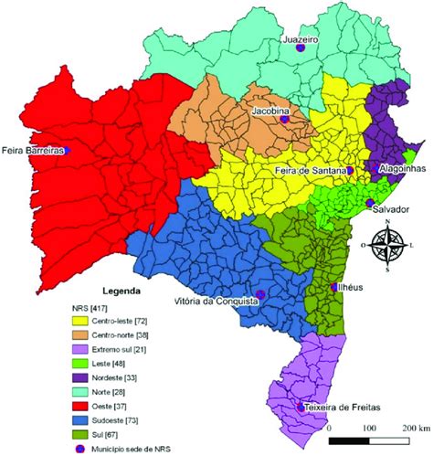 Distribuição dos municípios do estado da Bahia segundo Núcleos ...