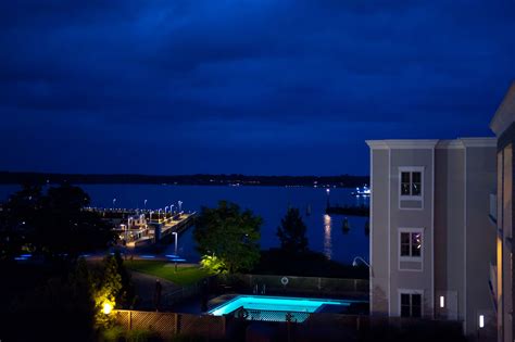 A view at night from the Harborfront Inn Long Island Hotels, Greenport ...