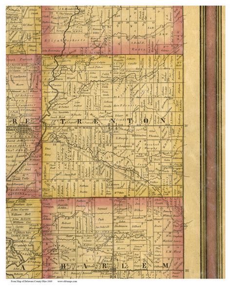 Trenton, Ohio 1849 Old Town Map Custom Print - Delaware Co. - OLD MAPS