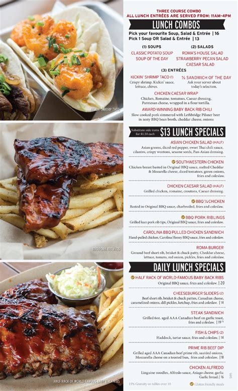 Tony Romas menu - www.tonyromas.com