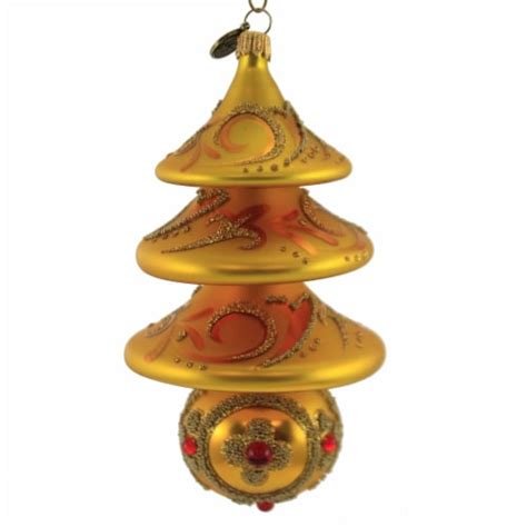 Blu Bom 6.25 Christmas Tree Drop On A Ball Ornament Bead Gold Tannebaum ...