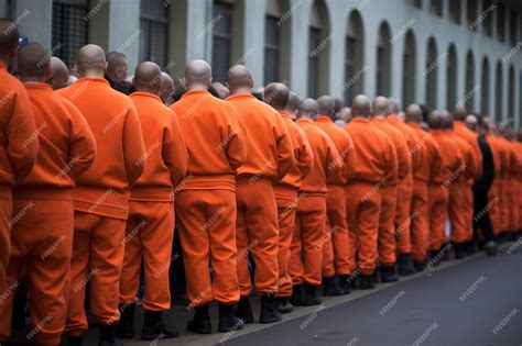 Premium Photo | Inmates in a penitentiary center Group of ...