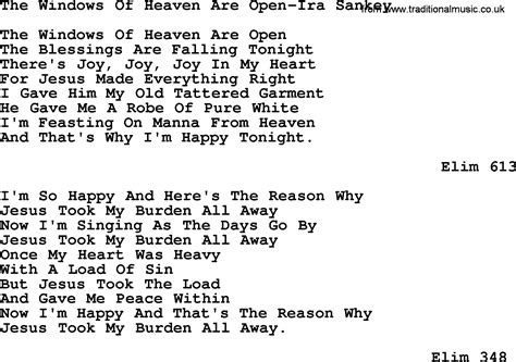 The Windows Of Heaven Are Open-Ira Sankey.txt by Ira Sankey - Christian ...