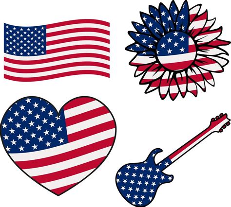 America Patriotic Design. 4th of July Patriotic Symbols Sunflower ...