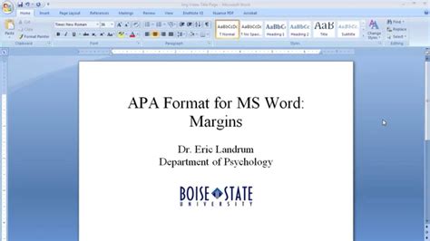 APA Format for Microsoft Word: Margins - YouTube