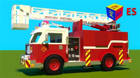 Juego de construcción: un camión de bomberos. Dibujos animados de camiones para niños en español ...