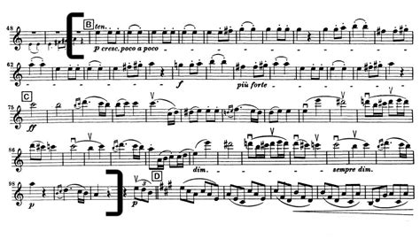 Violin: Beethoven: Symphony No. 7 excerpt from mvt II (m. 51-100 ...