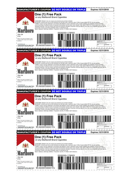 6) $1.00 Off Any Style Marlboro Cigarettes Expires 8/31/2016 - Free ...