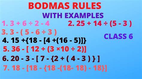 BODMAS rule with examples class 6 - YouTube