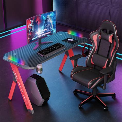 Gaming Desk Home Office Computer Desks L Shaped with Round Corner Large ...