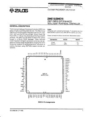 Z84C13 Datasheet PDF , Zilog : Z80 CMOS EIPC EHANCED INTELLIGENT ...