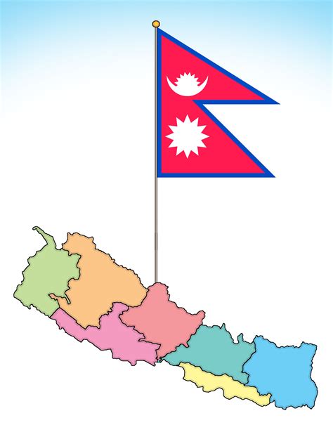 Map of Nepal with flag. Nepal Map. Flag of Nepal. | Clipart Nepal