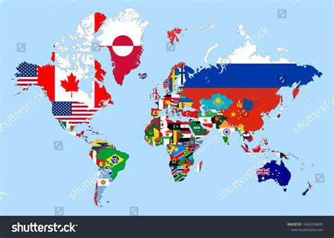 Detailed World Map Drawing Flags Within Stock Vector (Royalty Free ...