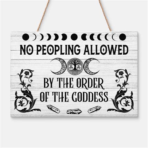 Witch - No Peopling Allowed - Rectangle Wood Sign - hekateprints