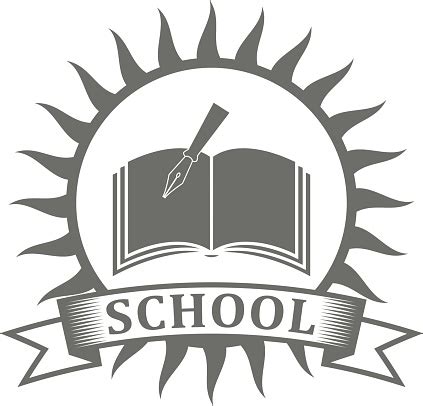 Black And White Illustration Of A School Logo Stock Illustration ...