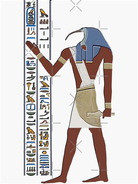 "Ancient Egyptian God Thoth with Hieroglyphs" Sticker for Sale by kamat ...