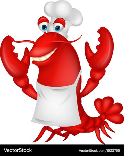 Cute lobster chef cartoon Royalty Free Vector Image