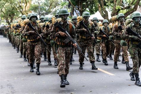 Soldiers of the Brazilian Army March with Special Weapons and ...