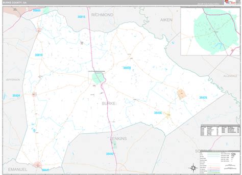 Burke County, GA Wall Map Premium Style by MarketMAPS - MapSales