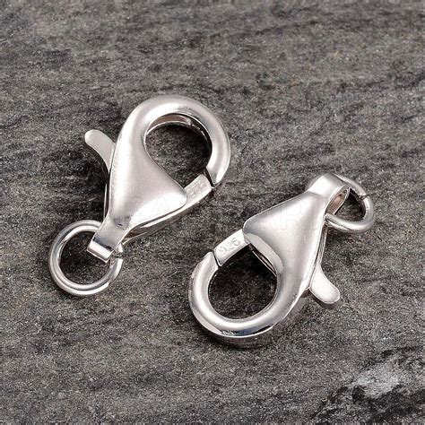 Rhodium Plated 925 Sterling Silver Lobster Claw Clasps - Beadpark.com