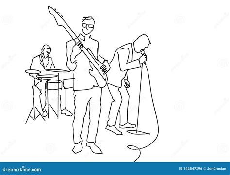 Musical Band Illustration. Black And White Drawing. | CartoonDealer.com ...