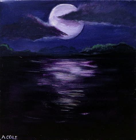 Moon Over Water Painting by Andrea Cole - Pixels