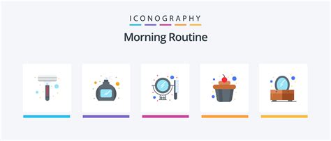 Morning Routine Flat 5 Icon Pack Including . mirror. mirror. dresser ...