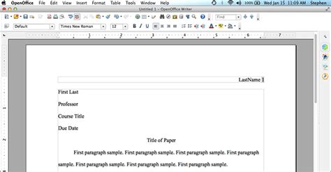 MLA Format OpenOffice | MLA Format