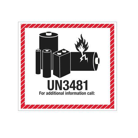 Lithium Battery Shipping Labels - UN3481 Lithium Battery Marking Label ...