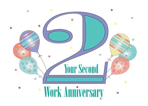 Employee 2nd Year Work Anniversary, Balloons with Colorful 2 card #Ad , #Affiliate, #Work, #Yea ...