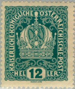 Briefmarke: Emperors crown (Österreich) (Krone, Kaiser Franz-Joseph und Wappen) Mi:AT 189,Sn:AT ...