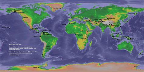 100 Mountains of the world ranked by primary factor.