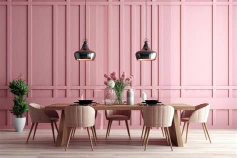 Premium AI Image | modern wood pink dining room professional advertising food photography