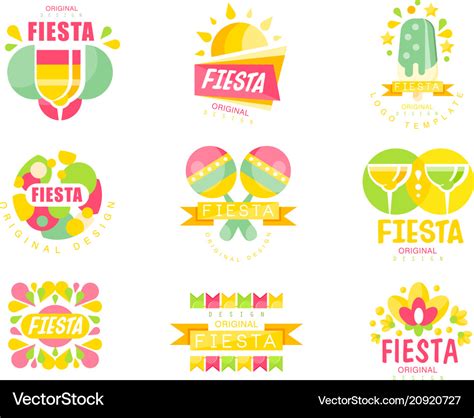 Fiesta logo original design set labels for a Vector Image