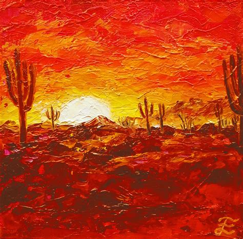 Saguaro Cactus Painting Landscape Original Art Southwest | Etsy