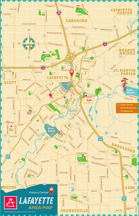 Lafayette LA Tourist Map - Ontheworldmap.com