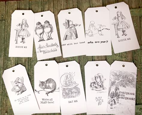 Alice In Wonderland Gift Tags, Vintage Style, Alice, Cheshire Cat ...