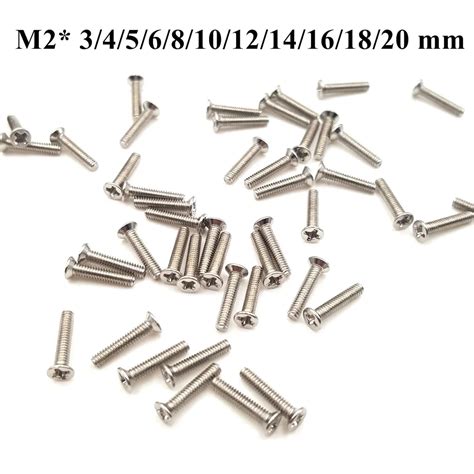 100PC M2 X 3/4/5/6/8/10/12/14/16/18/20 MM Carbon Steel Nickelage Flat ...