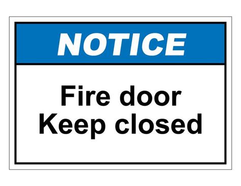 ANSI Notice Fire Door Keep Closed