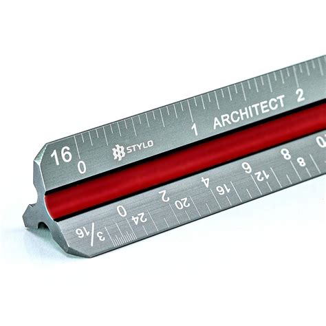Buy Stylo Aluminum Architect Scale Ruler 12" Laser Etched Triangle Drafting Ruler with Color ...