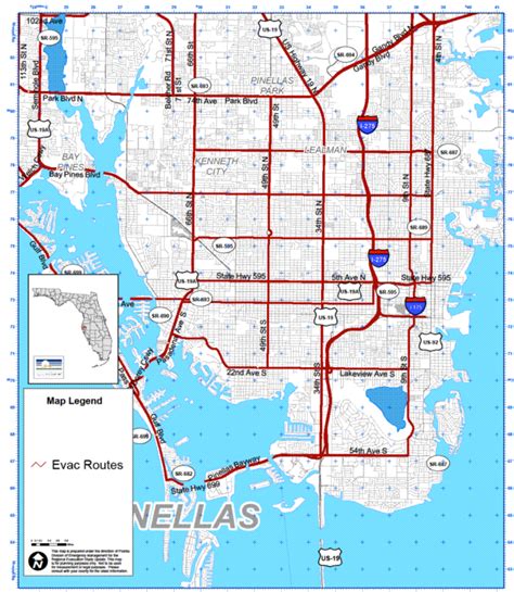 Evacuation routes for Pinellas